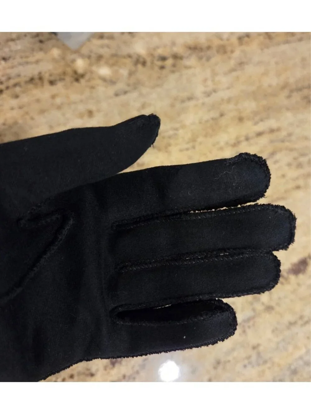 Vintage Womens Size M Black Cotton Stretch Formal Gloves Scallop Edge